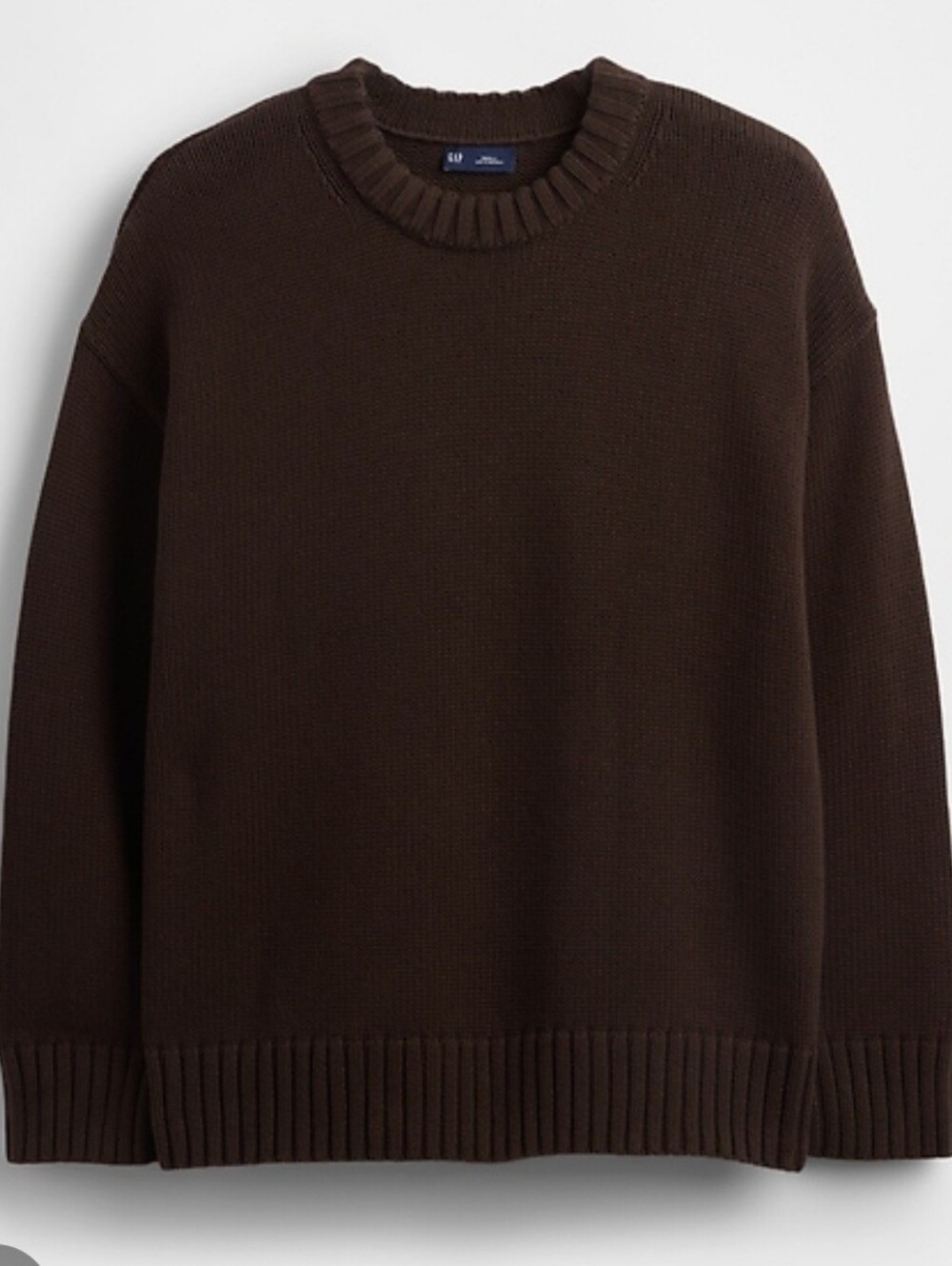 GAP 100% Cotton Oversized Crewneck Sweater in Terra Brown Small Tall